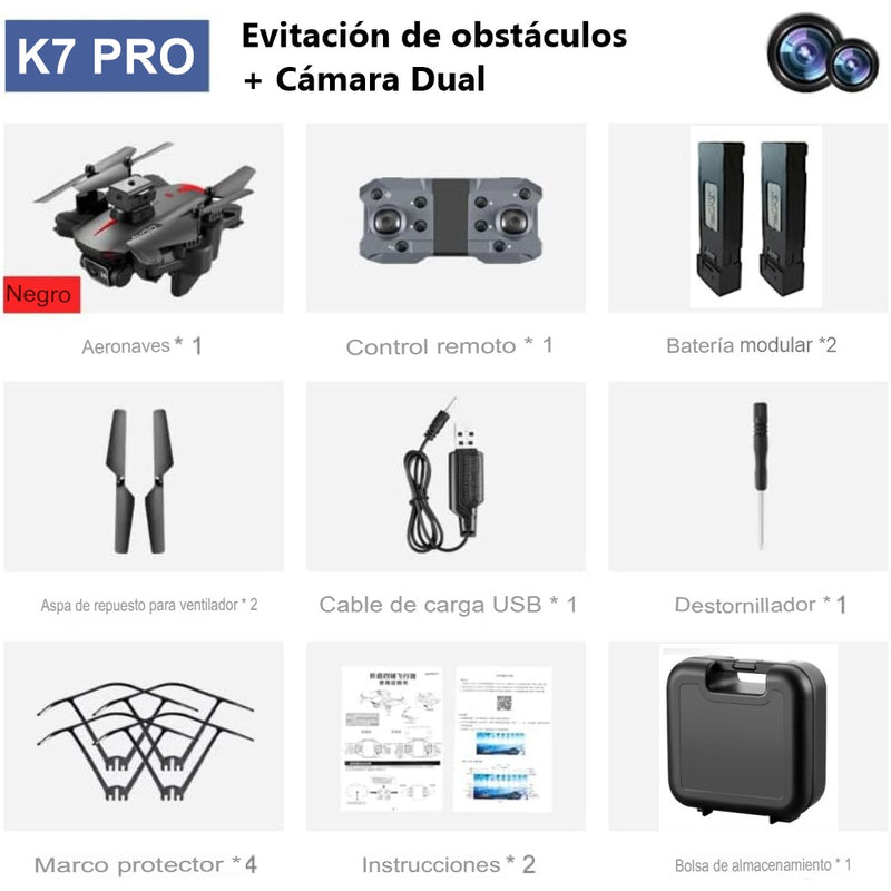 Drone Wifi 2.4g Cámara Dual HD Sensor de Obstáculos K7 Pro