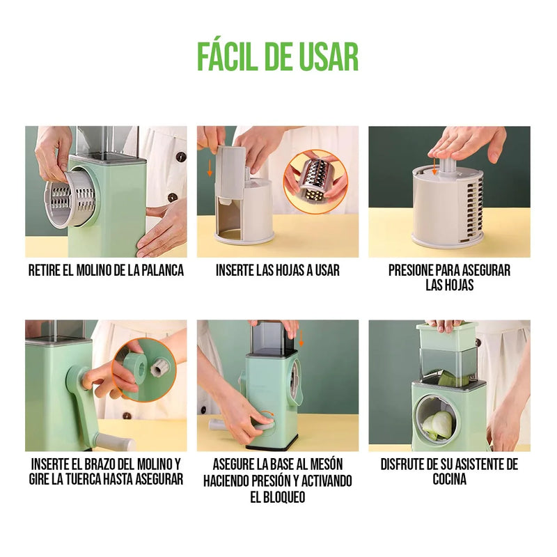 Cortador Rallador de Verduras 3 en1 + 💎REGALO💎 6 SETS Tapas de Silicona Multiusos | OFERTA SOLO POR HOY