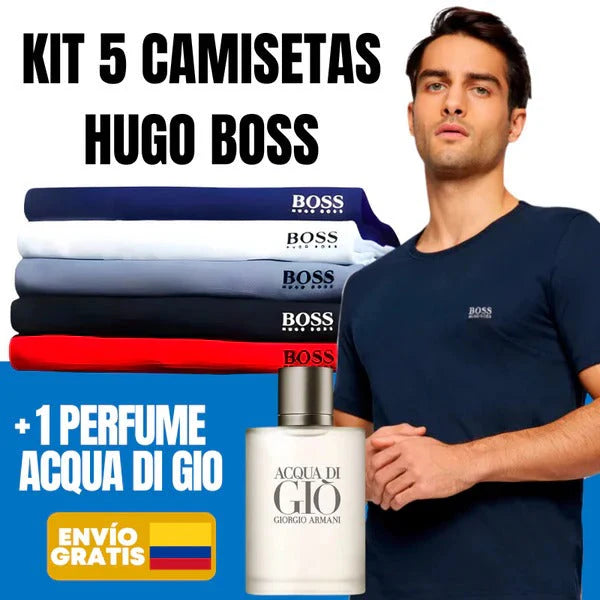 Kit 5 Camisetas HB + Perfume GA de Regalo - ¡OFERTA 50% SOLO HOY!