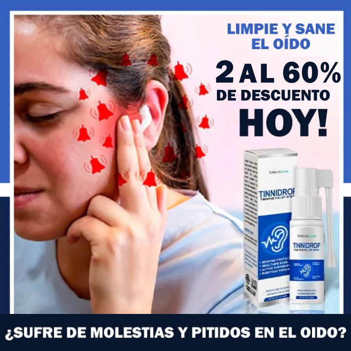 TINNIDROP SPRAY LIMPIADOR DE OIDO | PAGA 1 y LLEVA 2, OFERTA 75% OFF SOLO POR HOY